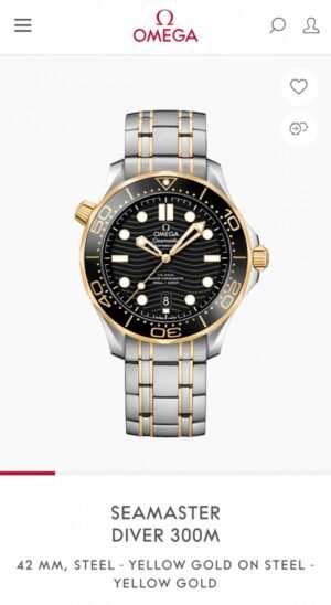 Omega Sea Master Diver 300 Automatic Gold Black