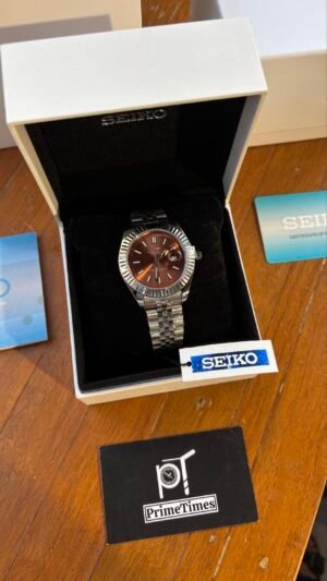 SEIKO DATE JUST SILVER BROWN