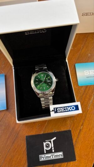 SEIKO SILVER DATE JUST GREEN