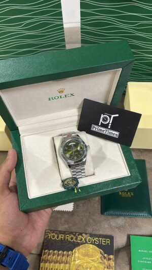 ROLEX DAY DATE SLIVER GREEN