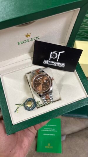 ROLEX DAY DATE TWO TONE BROWN