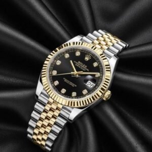 Rolex Oyster Perpetual Date Just Diamond 2Ton-Gold-Black